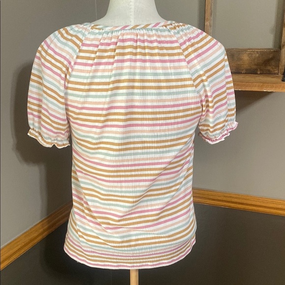 LC Lauren Conrad scoop neck Striped Multicolor short sleeve Top size small - Picture 4 of 6